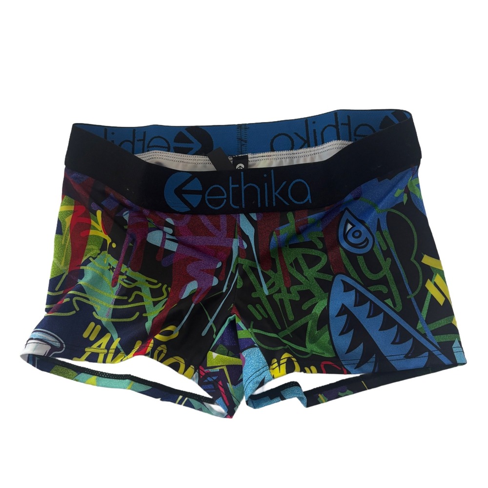 NWT‎ Ethika Girls Graffiti Print Boyshort Underwear Multicolor Size M 8/10